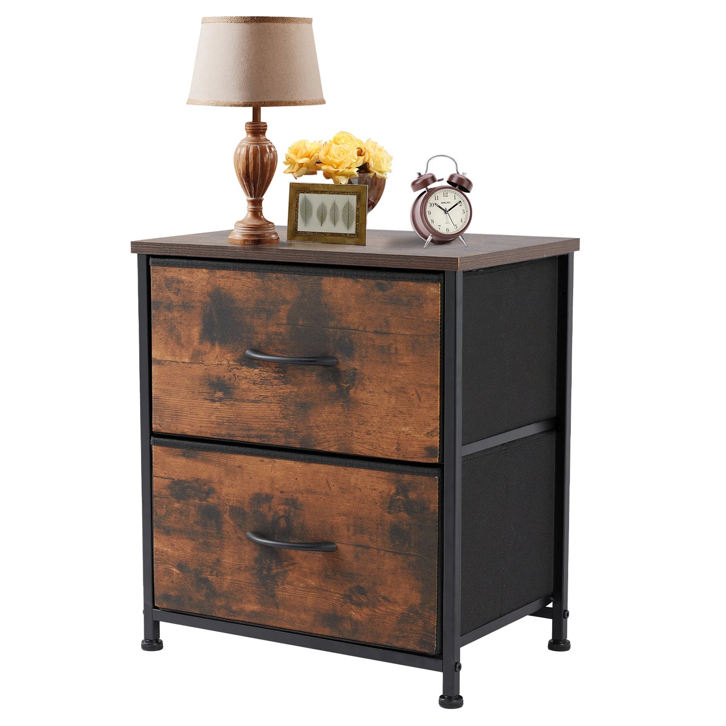 Angies Home Store JHK UltraFunctionalNightstand With Fabric Drawers And StorageSolutions
