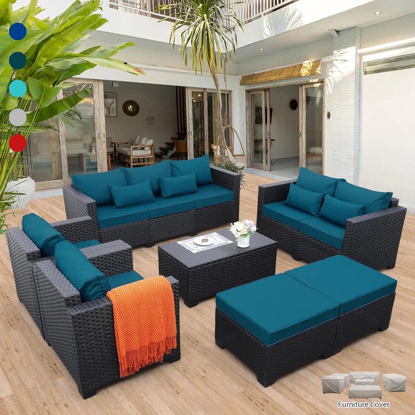 Patio Furniture Set Sectional Outdoor With Storage Table