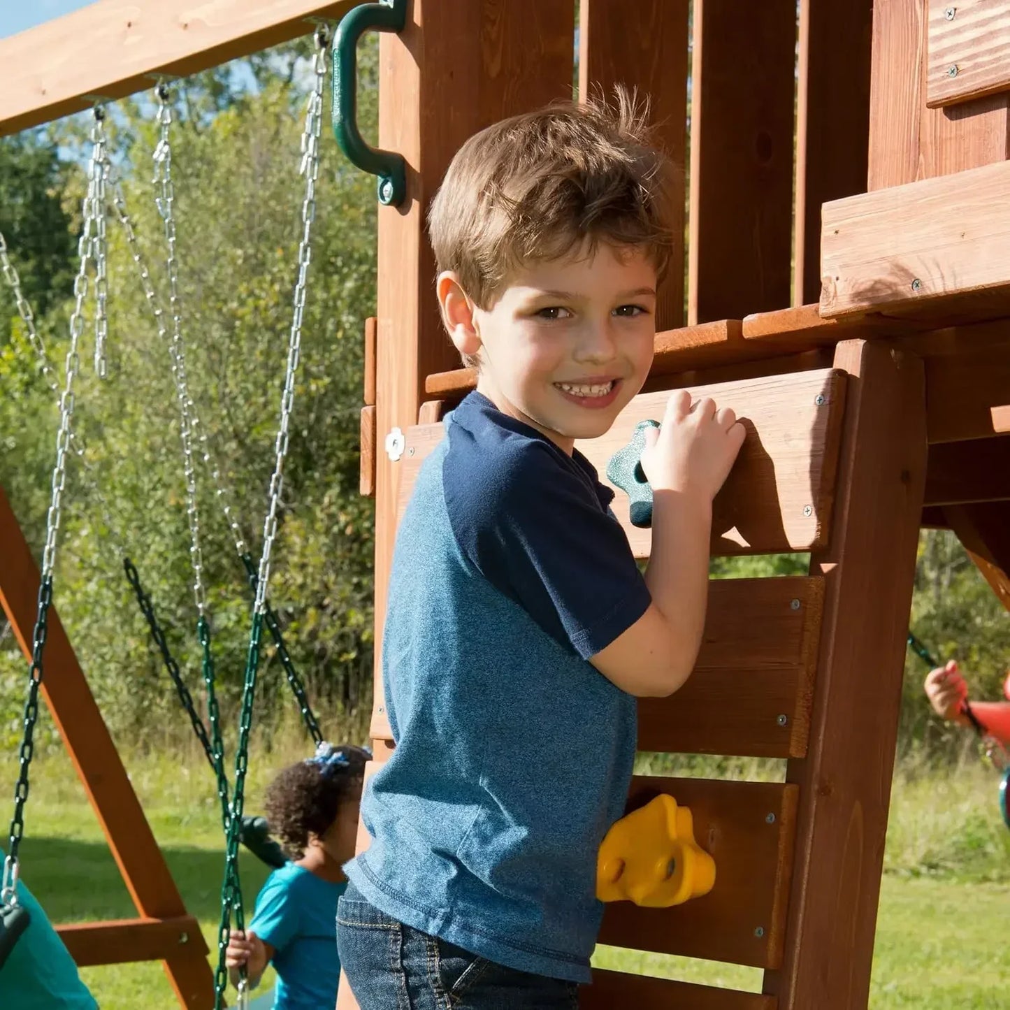 Swing Set With Two Swings Slide Monkey Bars Picnic Glider