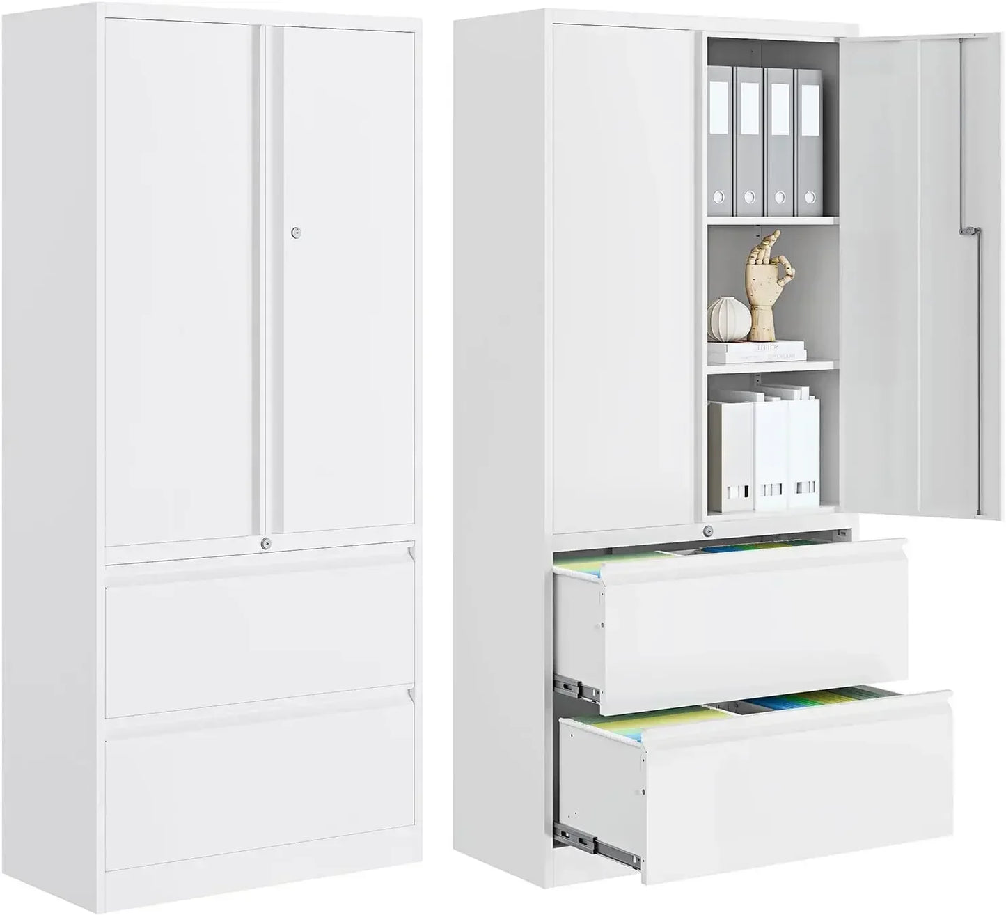 2-Drawer Metal File Cabinet With Locking Doors For Home Office