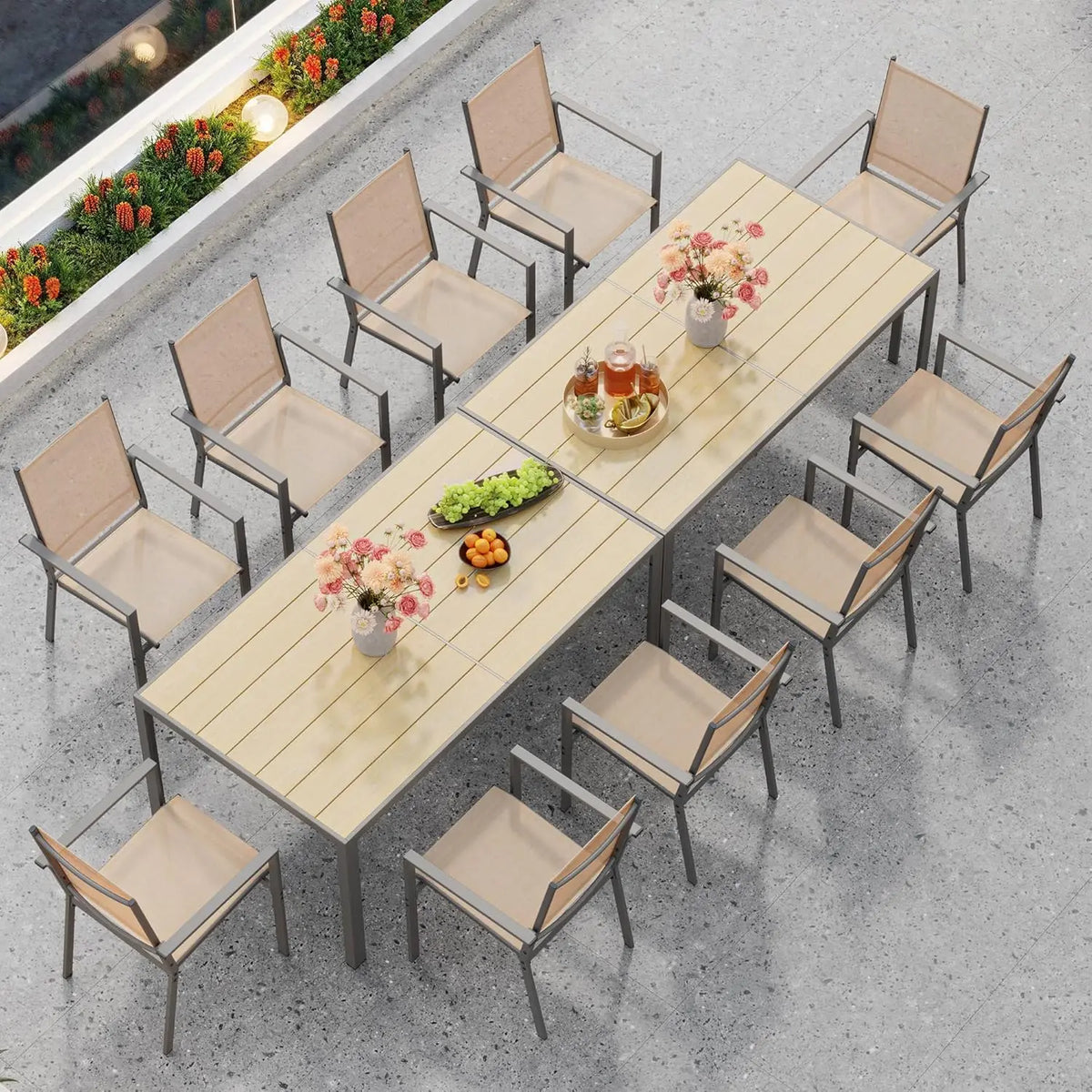 Patio Dining Set For 6 With Table And Textilene Chairs