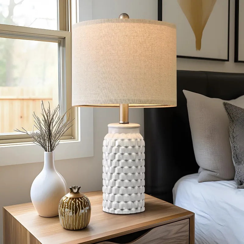 Modern Ceramic Bedside Lamp Set For Bedroom And Living Room