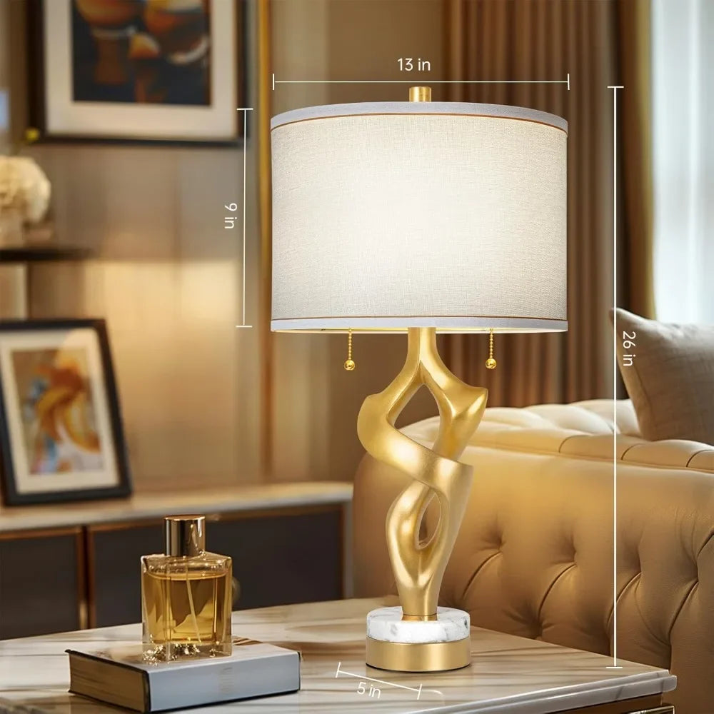 Sculptural Lamp Set Of 2 With Marble Base USB Ports