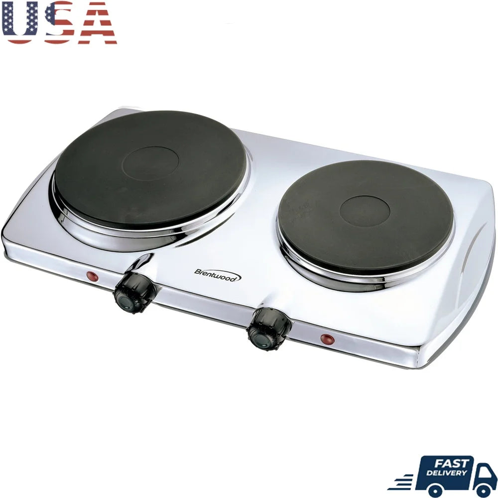 XMSJ Electric Double Burner Hot Plate 1440W Temperature