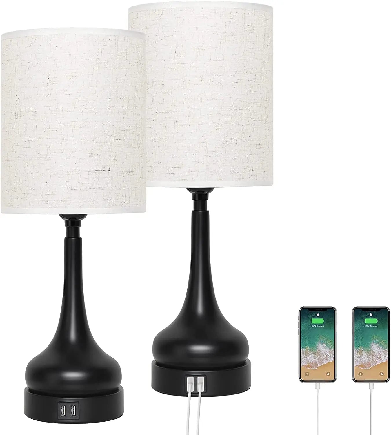 Angie's Home Store Bedside Lamp Duo With USB Charging Ports