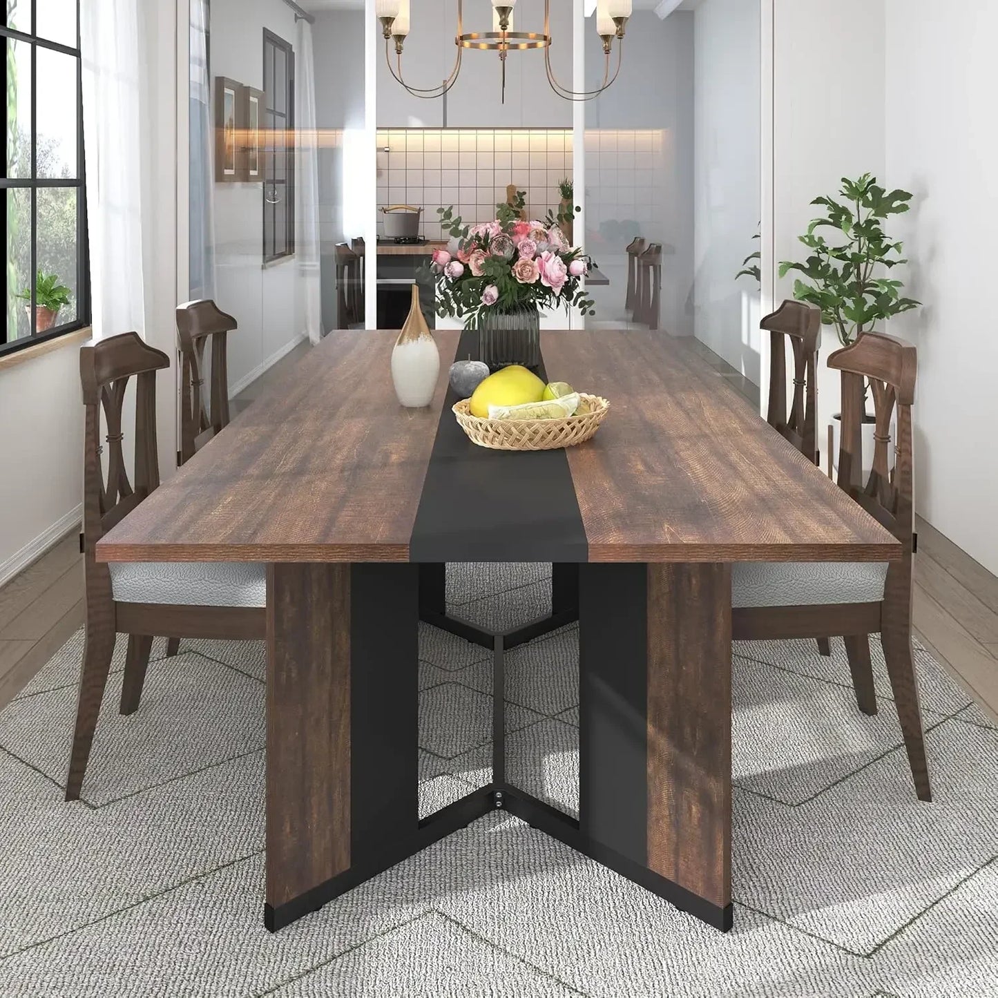 XMSJ Large Rectangular Dining Table For Four