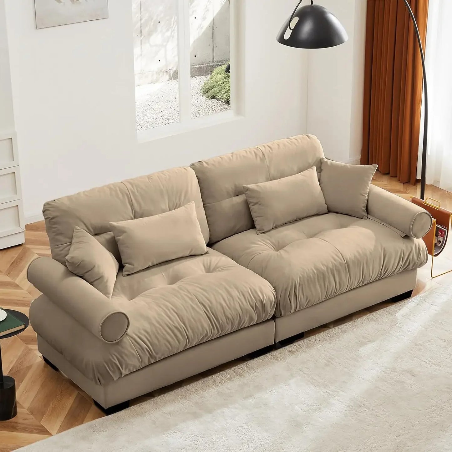 HUANZHUANG Velvet Modular Loveseat Sofa for Living Room