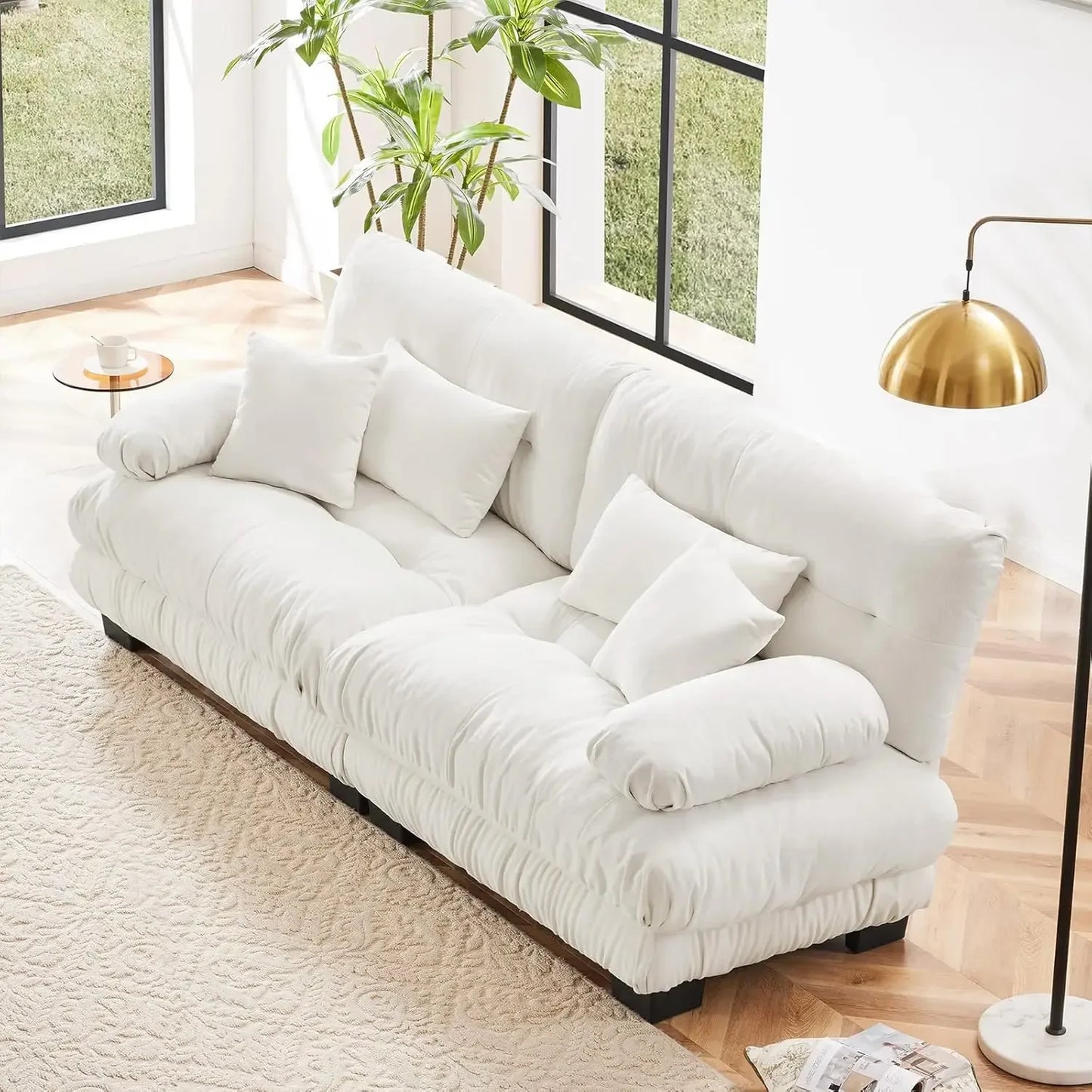 HUANZHUANG Velvet Modular Loveseat Sofa for Living Room