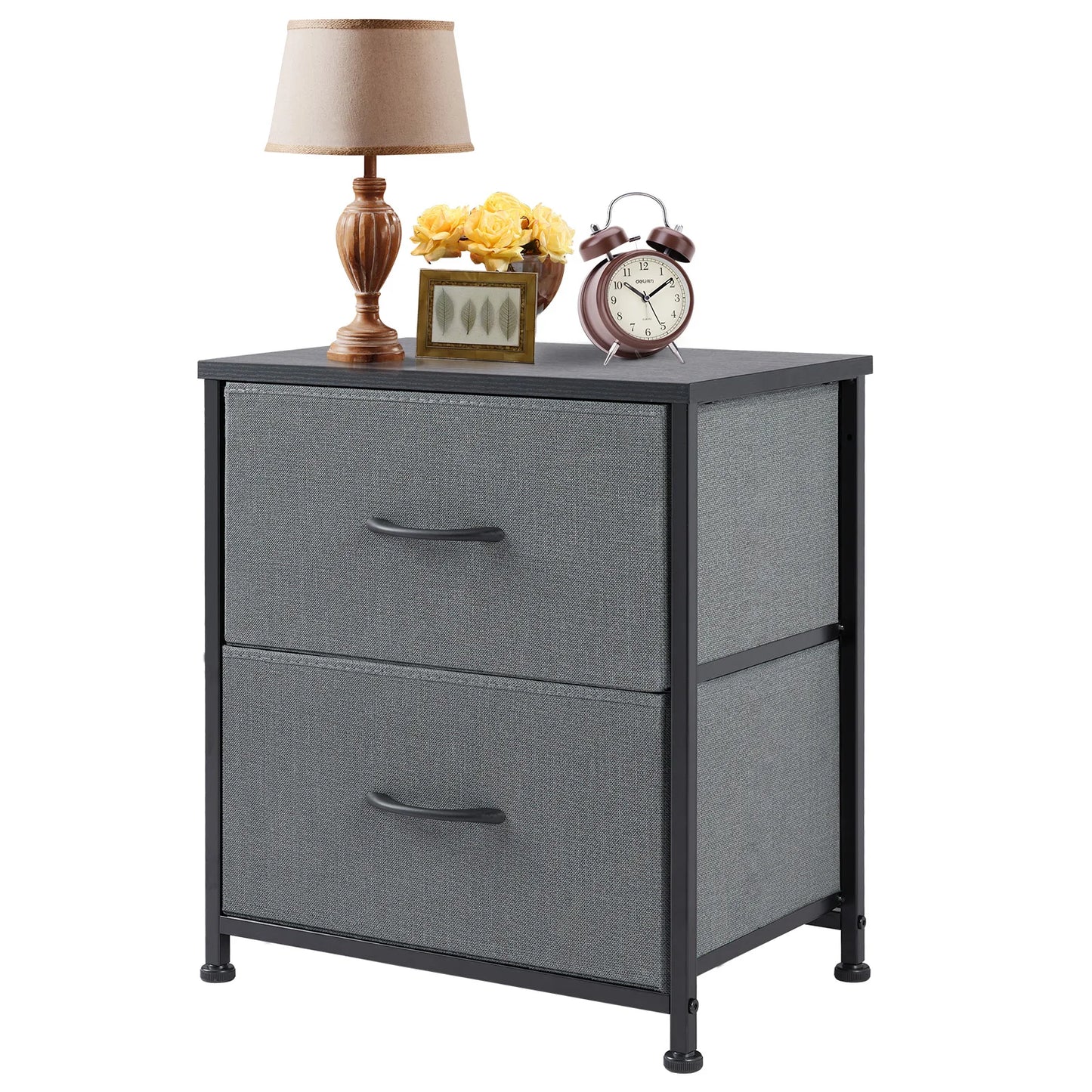 Angies Home Store JHK UltraFunctionalNightstand With Fabric Drawers And StorageSolutions