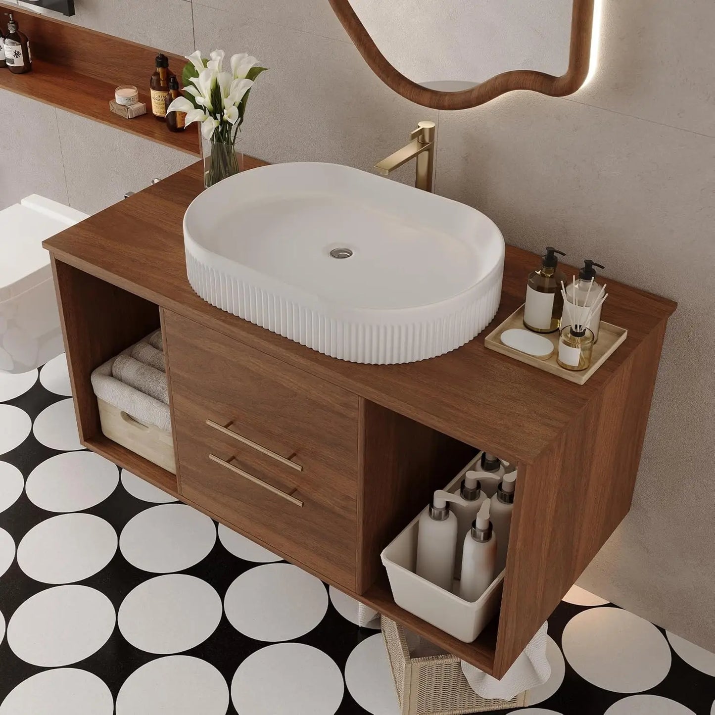ZHUXIANG Modern Floating Bathroom Vanity With Premium Ceramic Basin