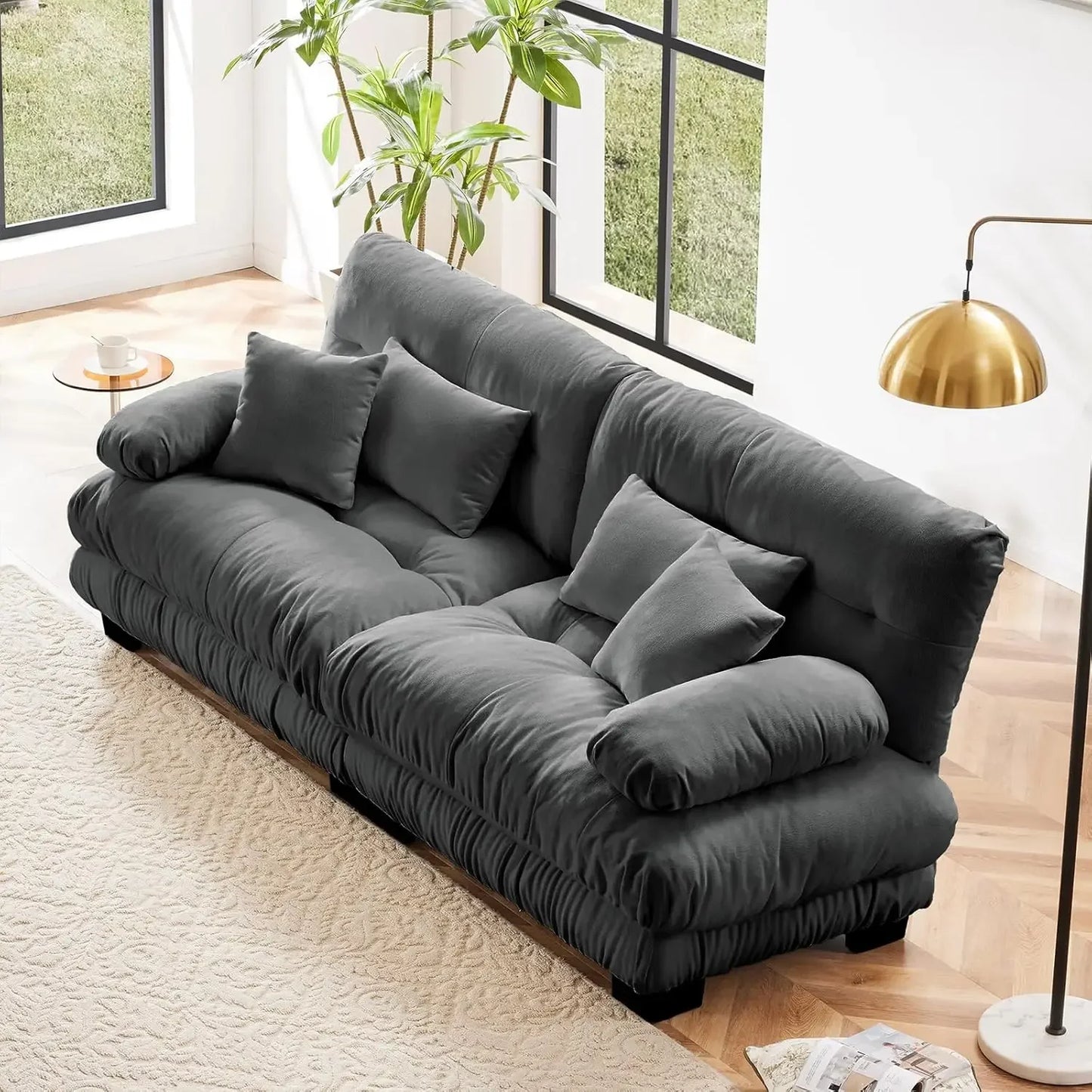HUANZHUANG Velvet Modular Loveseat Sofa for Living Room