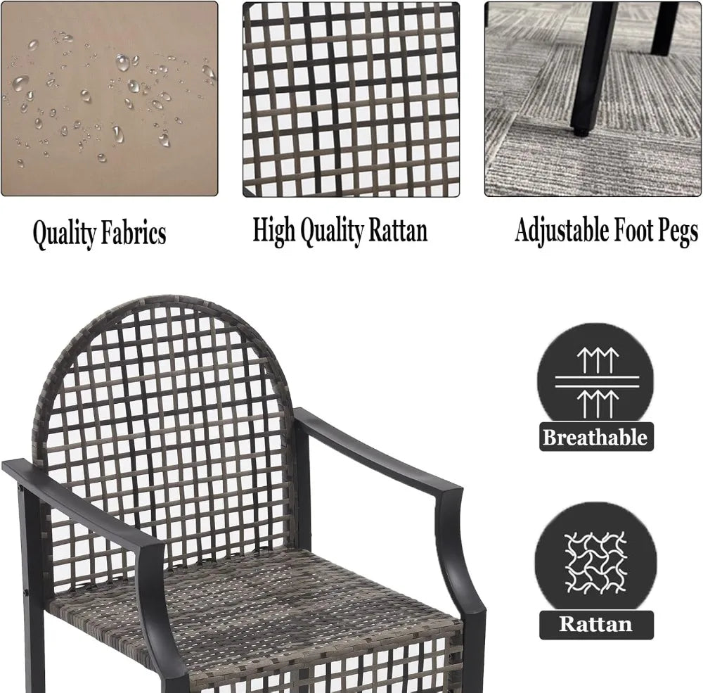 Outdoor Patio Bar Set With Cushions Wicker Stools And Table