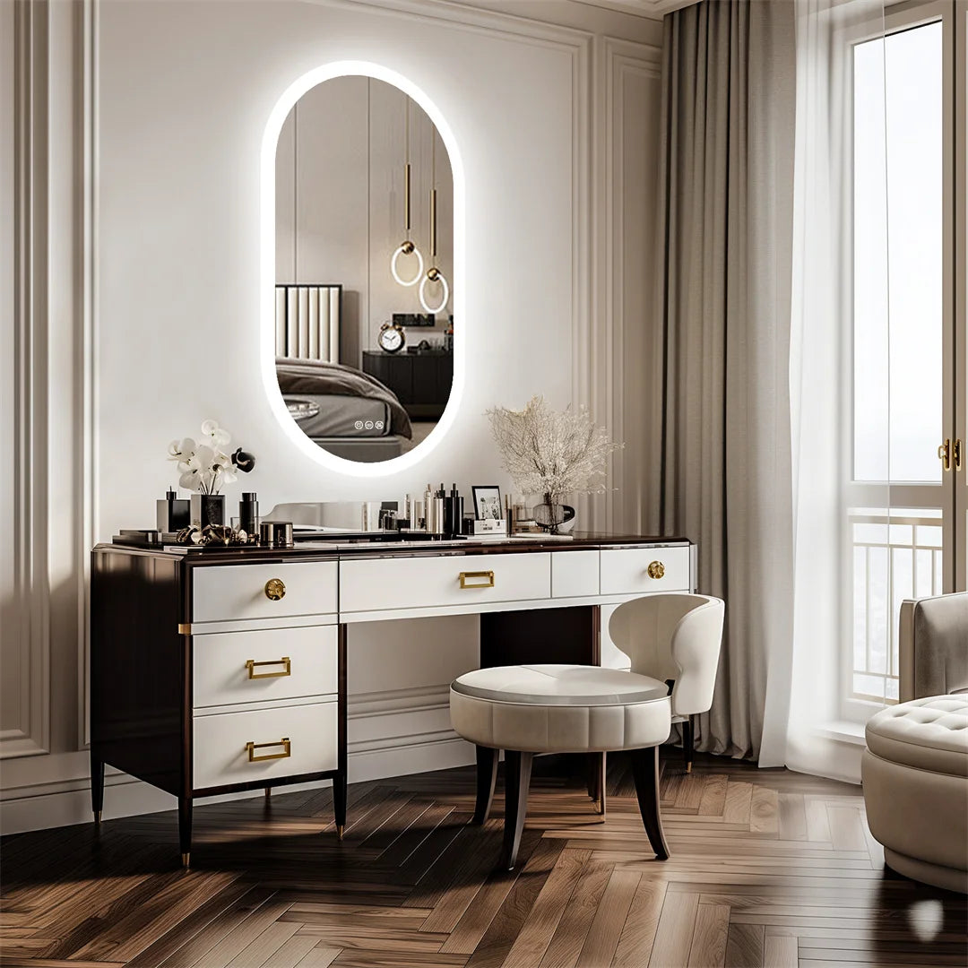 LUVODI Waterproof Illuminated Frameless Backlit Vanity Mirror Oval Demist Modern