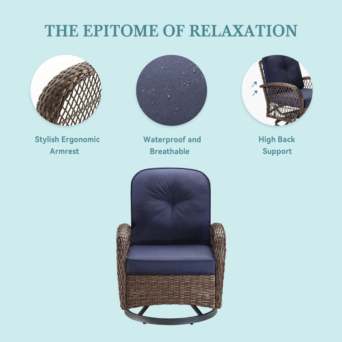 HOOMIC 3PiecePatioSetWithOutdoorRotatingRockingChairs Comfortable Cushions