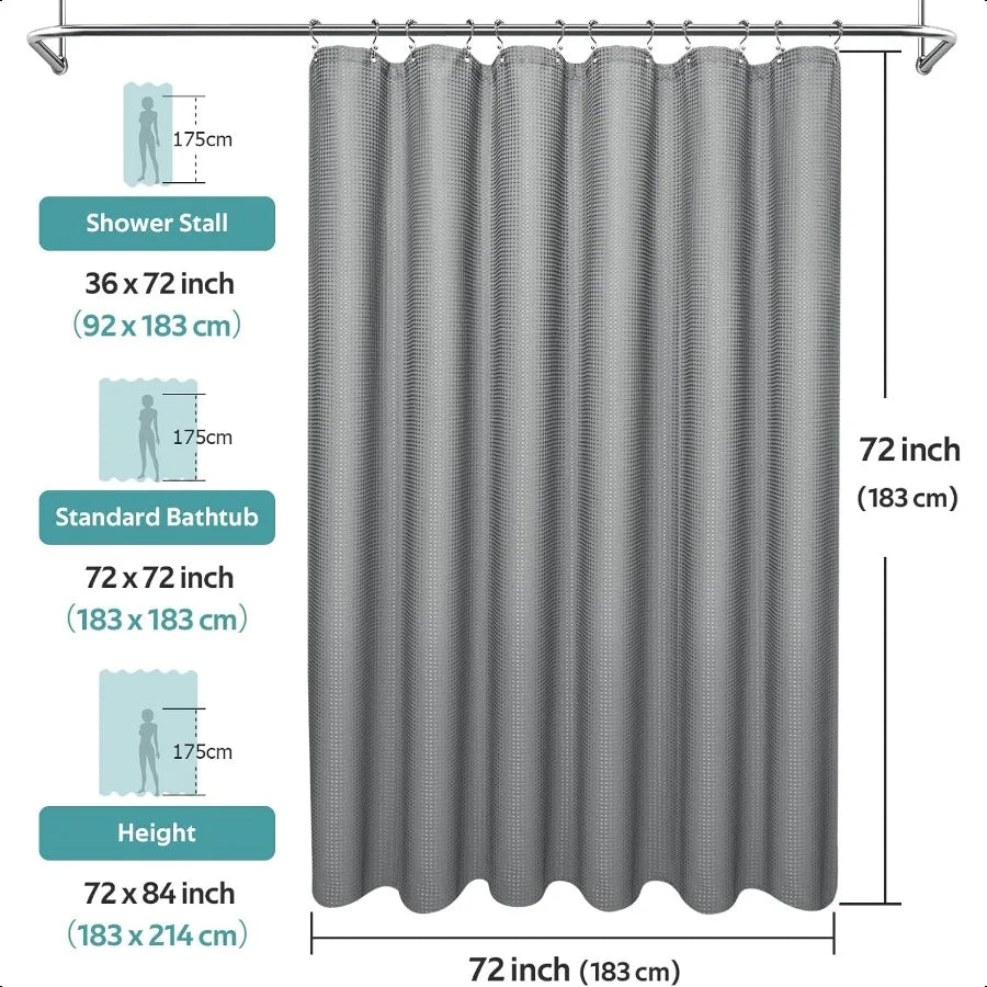 CraftOfWeaving3In1ShowerCurtainSetWithLinerAndHooksDoubleSidedPremiumQuality258GSM