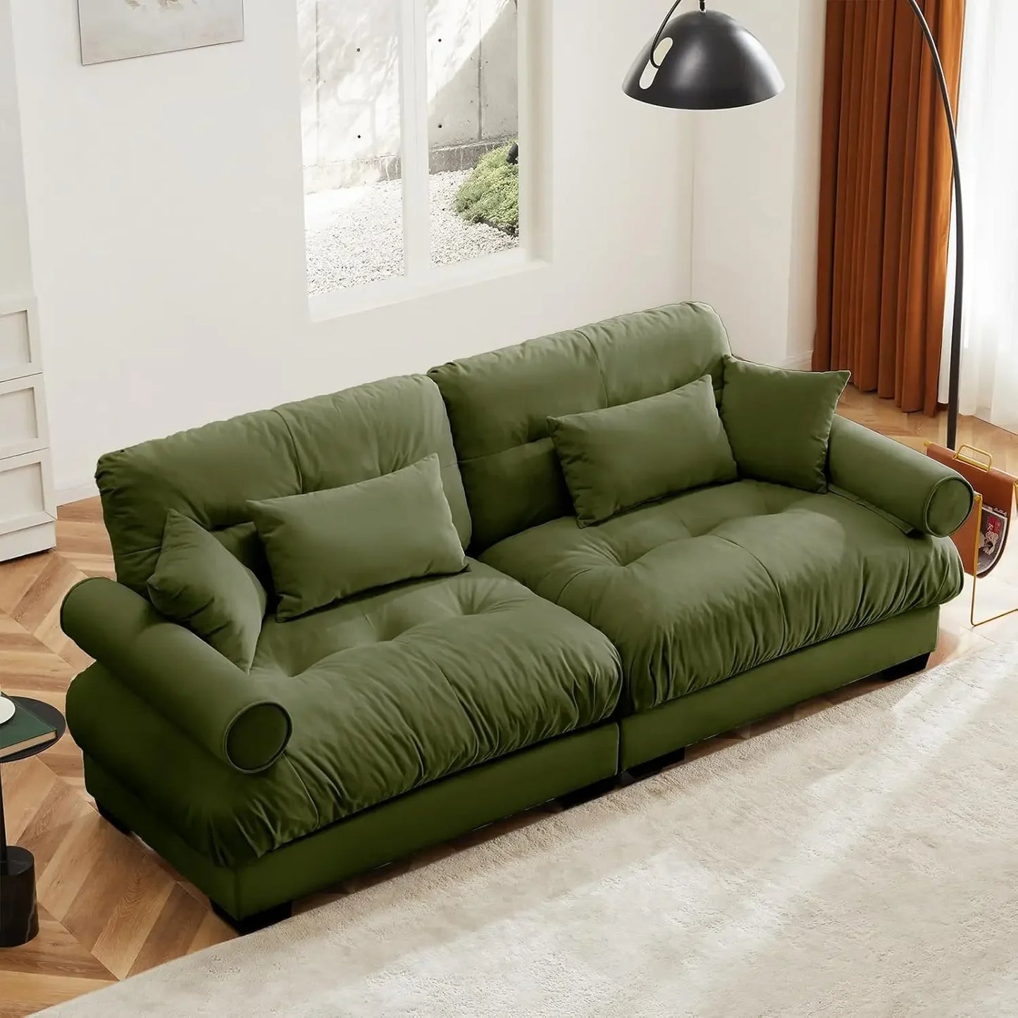 HUANZHUANG Velvet Modular Loveseat Sofa for Living Room