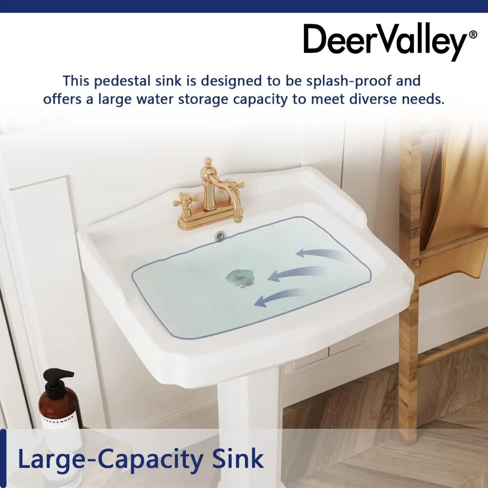 Dynasty DV-1P522 Pedestal Sink Ceramic With Overflow