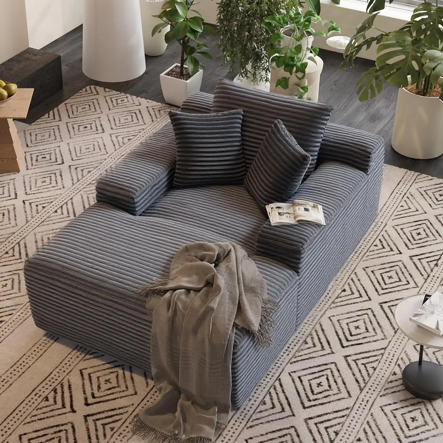 ZHUOTING Cozy Oversized Chaise Lounge Chair With 3 Pillows