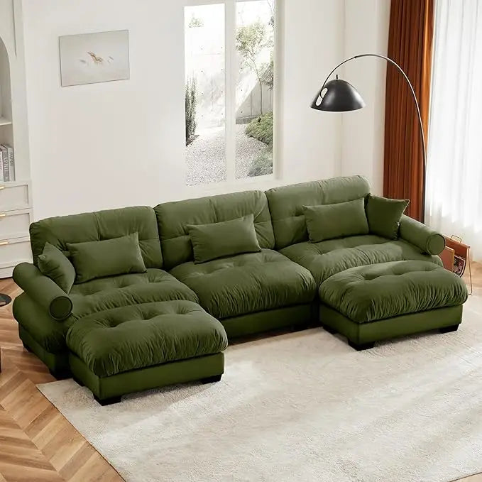 HUANZHUANG Velvet Modular Loveseat Sofa for Living Room