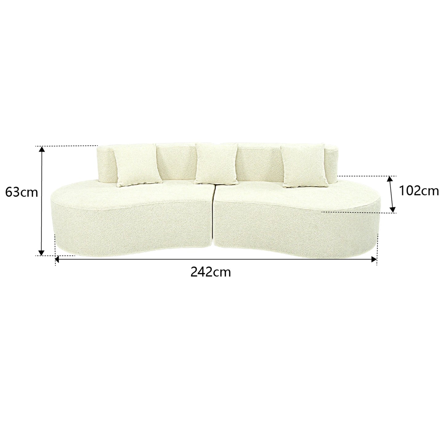 US Modern Curved Four Seat Modular Sectional Half Moon Sofa