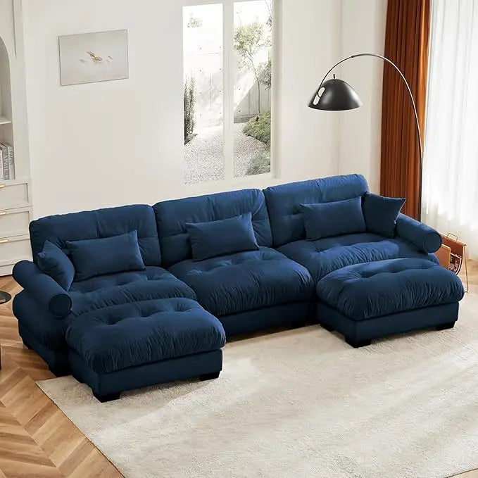 HUANZHUANG Velvet Modular Loveseat Sofa for Living Room