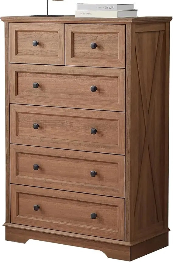 XUYUAN Farmhouse WardrobeDresser With Six Drawers SolidOakwood BedroomStorage Cabinet
