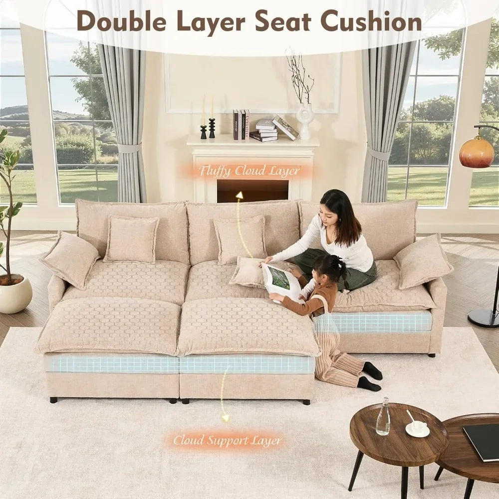 Angduo Modular U Shaped Sofa With Movable Ottoman Sectional