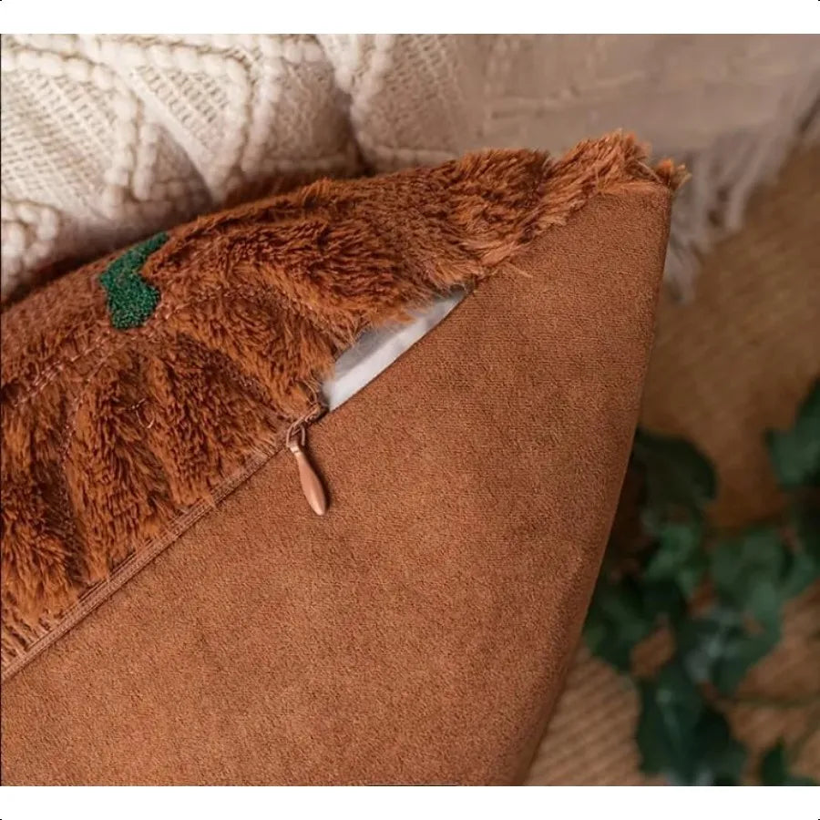 Fall Pumpkin Pillow Covers Set Of 2 Faux Fur Cushions