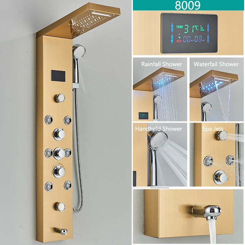 Wanmivezlo LED Bath Shower Faucet Set With Temperature Screen