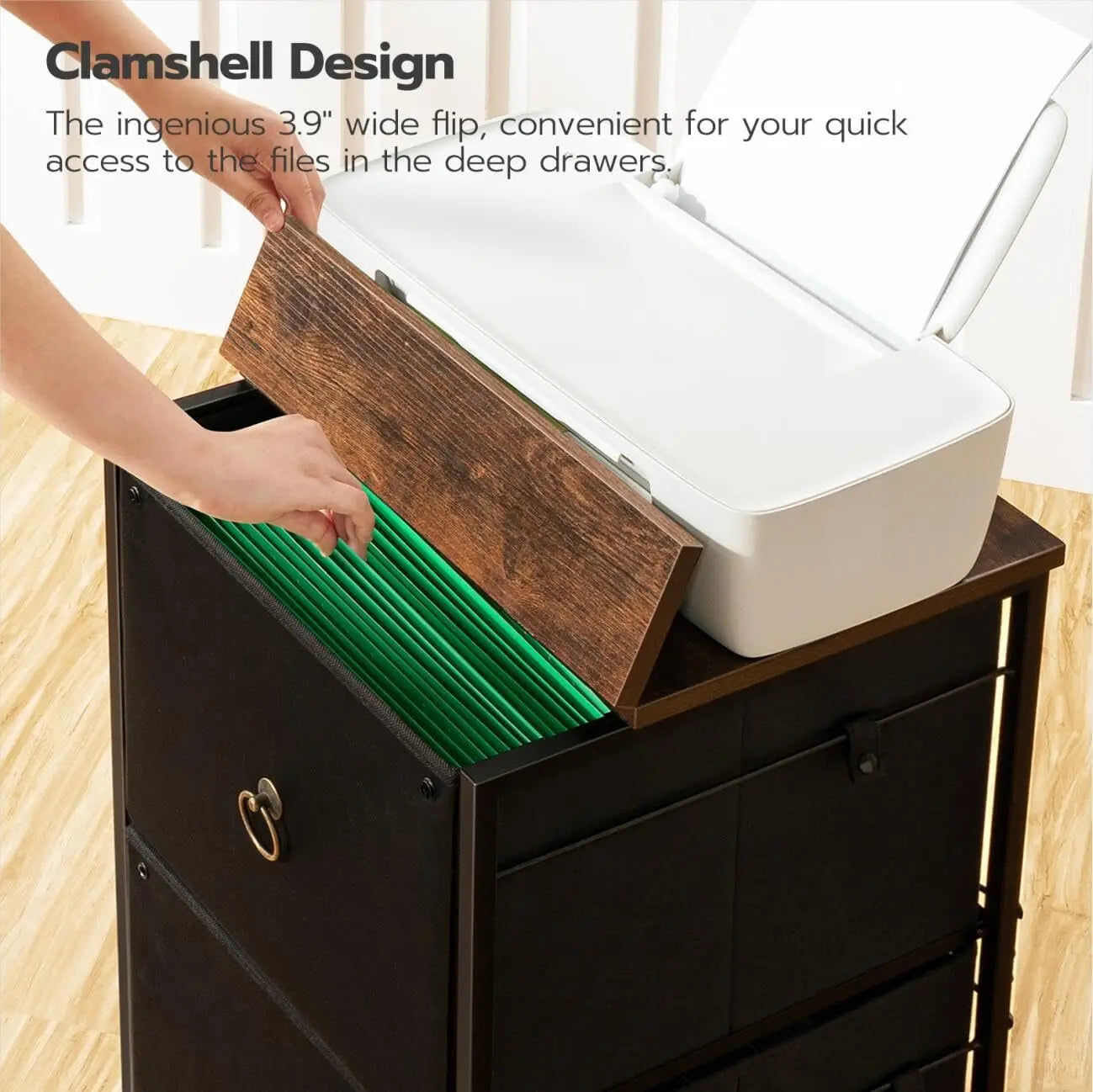 2-Drawer Rolling File Cabinet With Printer Stand Office Storage Cart