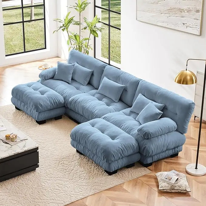 HUANZHUANG Velvet Modular Loveseat Sofa for Living Room