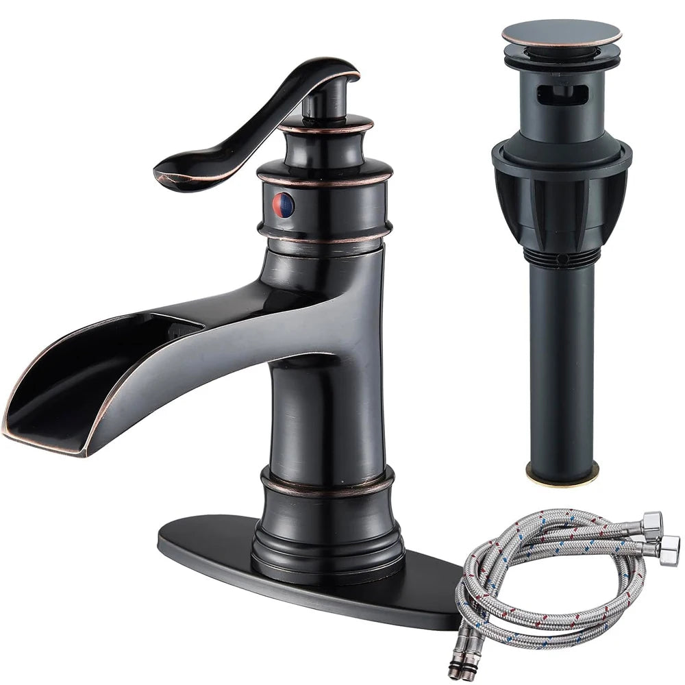 Quyanre Waterfall Bathroom Faucet Single Handle Lavatory Mixer