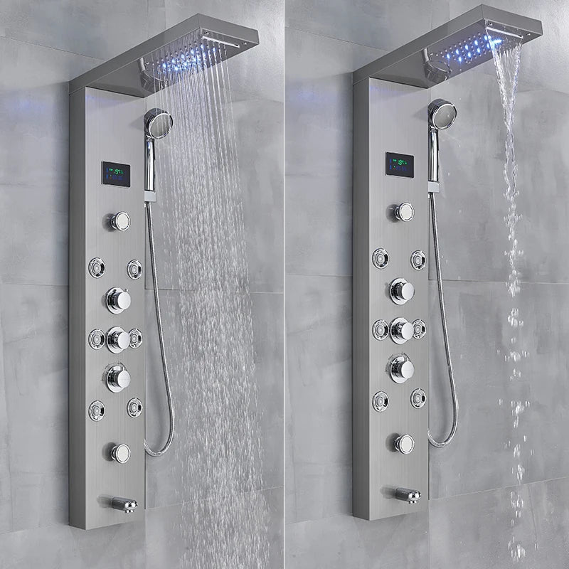 Wanmivezlo LED Bath Shower Faucet Set With Temperature Screen