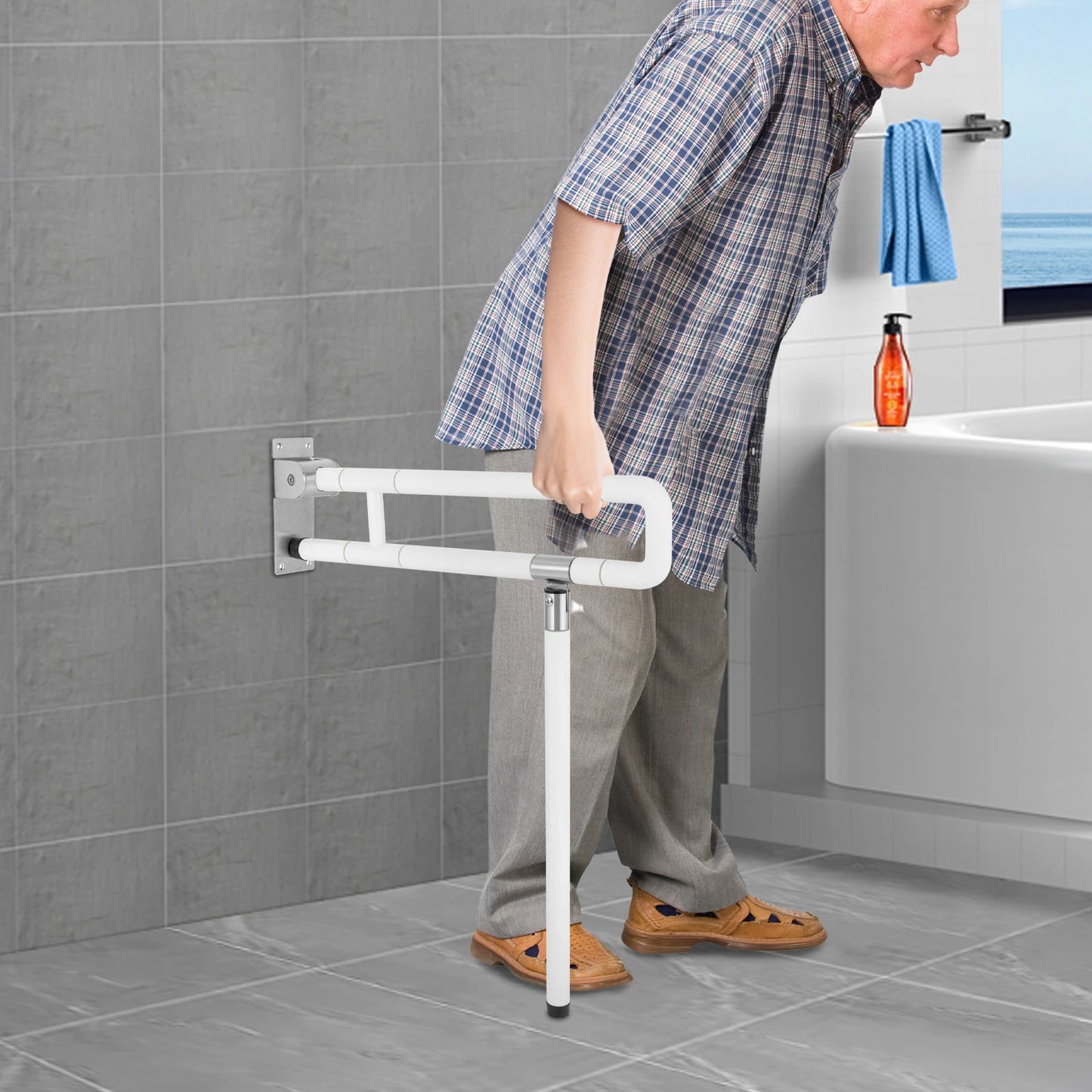 Hign-concerned Foldable Toilet Handle Grab Bar Wall Mount