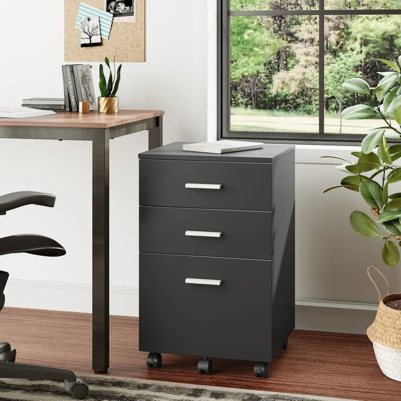 GALAXHERO Triple Drawer Durable Hardwood MobileStorage Filing Cabinet Rolling Organizer