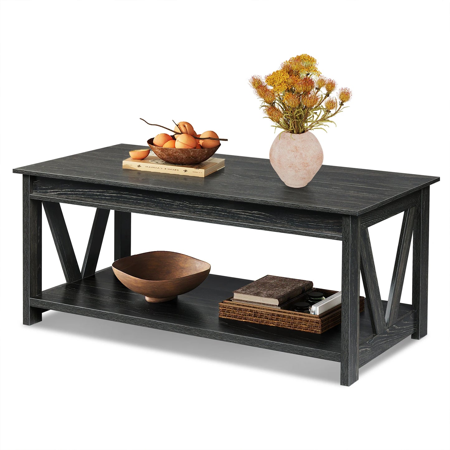 Galaxhero Coffee Table Storage Shelf With V Shaped Support