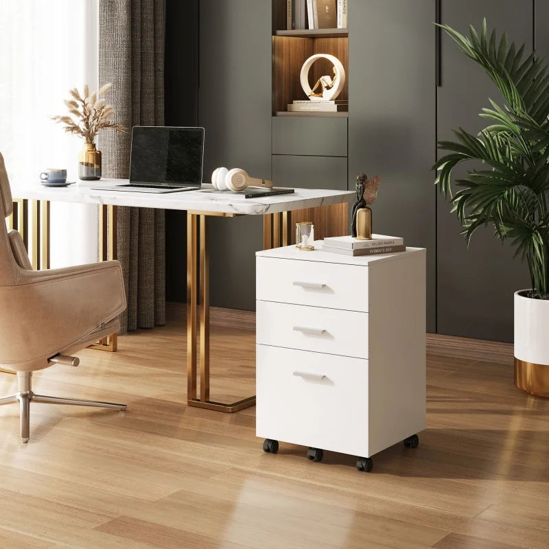 GALAXHERO Triple Drawer Durable Hardwood MobileStorage Filing Cabinet Rolling Organizer