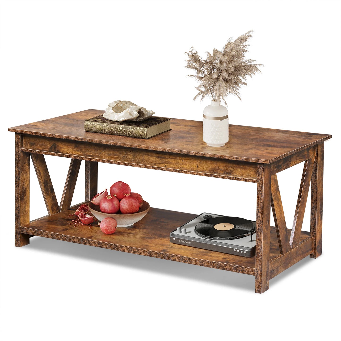Galaxhero Coffee Table Storage Shelf With V Shaped Support