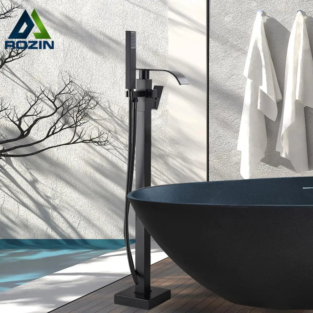 Rozin Floor Standing Bathtub Faucet Matte Finish Waterfall Mixer Tap