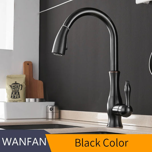 WANFAN Kitchen Pull Out Faucet With Single Handle Deck Mounted Mixer Tap 866011