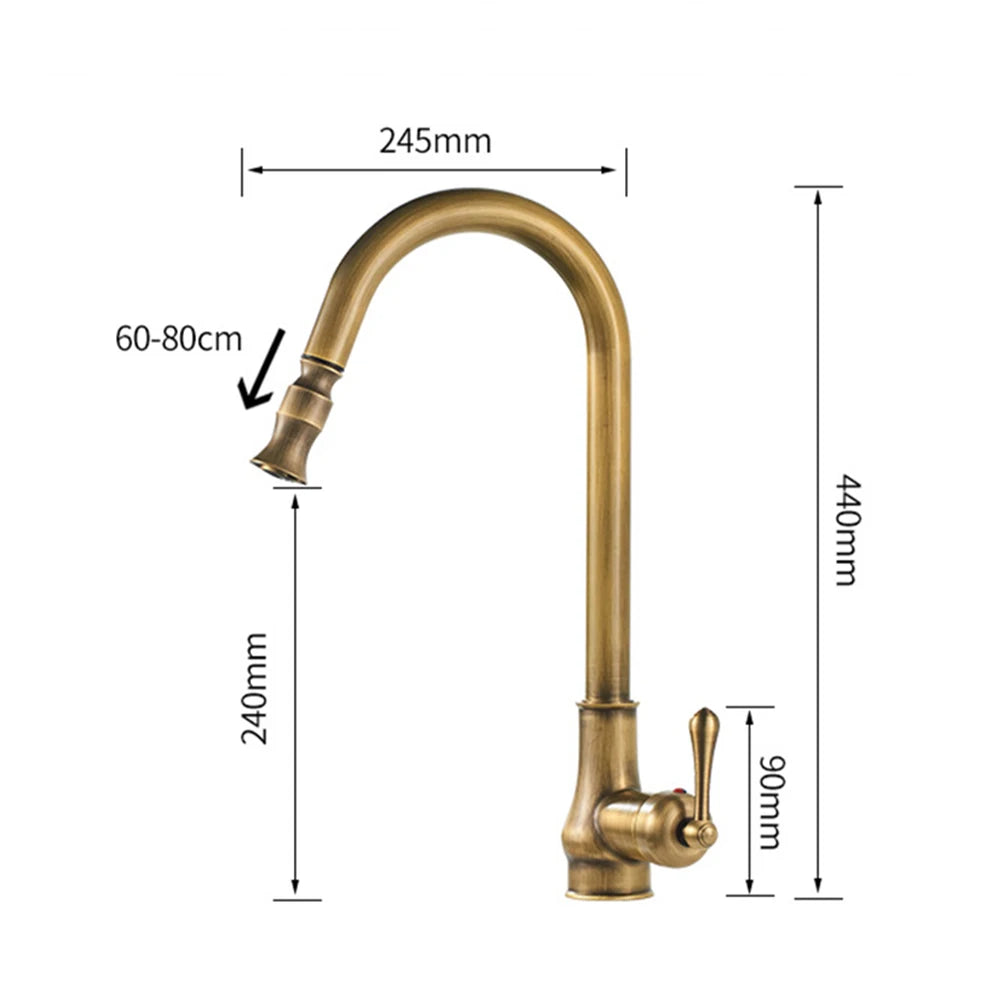 MYQualife Pull Down Kitchen Faucet Deck Mounted Hot Cold Water