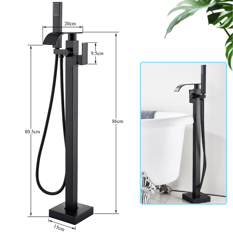 Rozin Floor Standing Bathtub Faucet Matte Finish Waterfall Mixer Tap