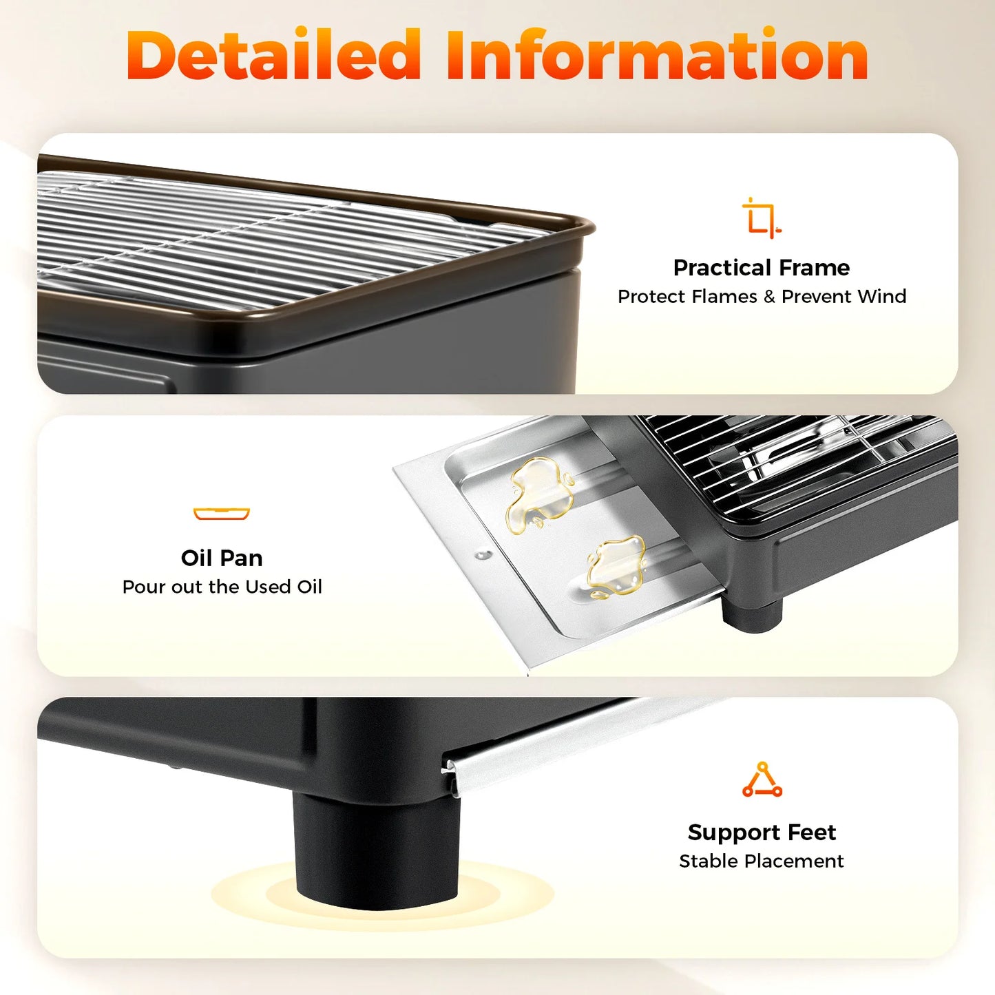 Bymaocar Portable Gas Grill Stove With Dual Inlets Adjustable Firepower