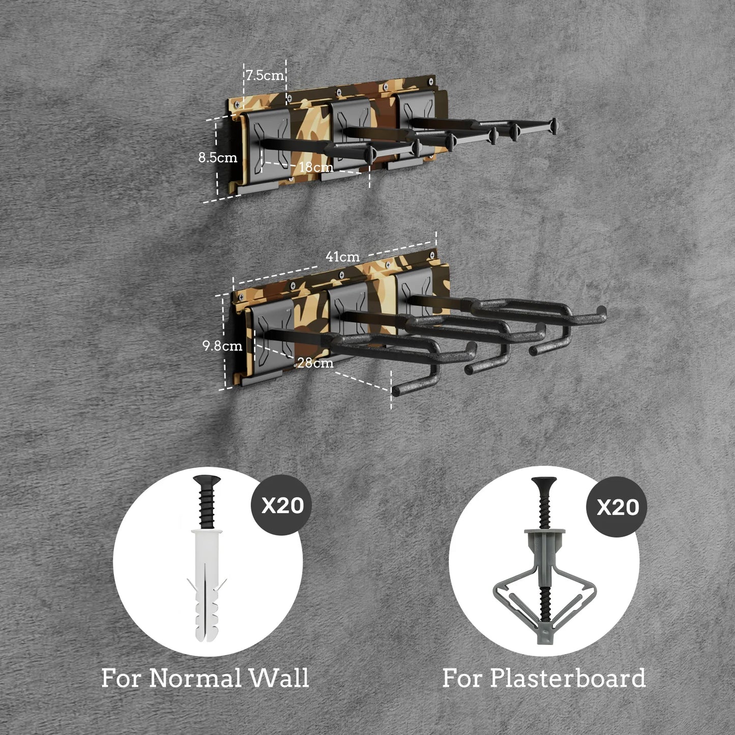 Heavy Duty Steel Gun Rack With Adjustable Slots Wall Mount