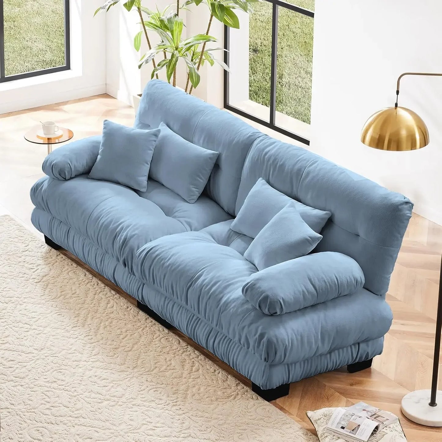 HUANZHUANG Velvet Modular Loveseat Sofa for Living Room