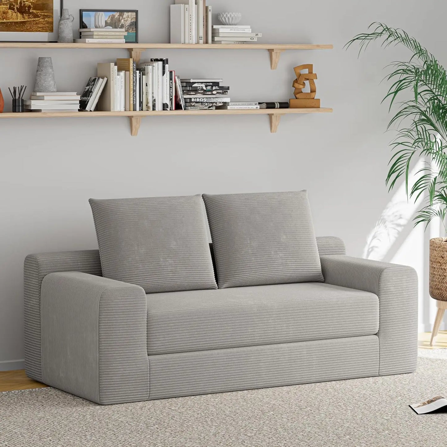 HUANZHUANG Loveseat Sleeper Sofa Bed Modern Corduroy Convertible Couch