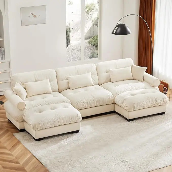 HUANZHUANG Velvet Modular Loveseat Sofa for Living Room