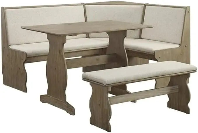 XMSJ Patio Conversation 3 Piece Nook Set With Upholstered Bench