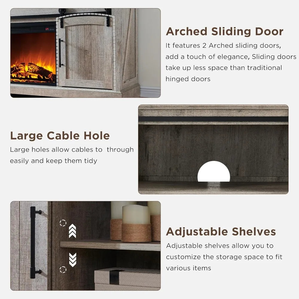 HUANZHUANG Farmhouse Fireplace TV Stand With Electric Fireplace