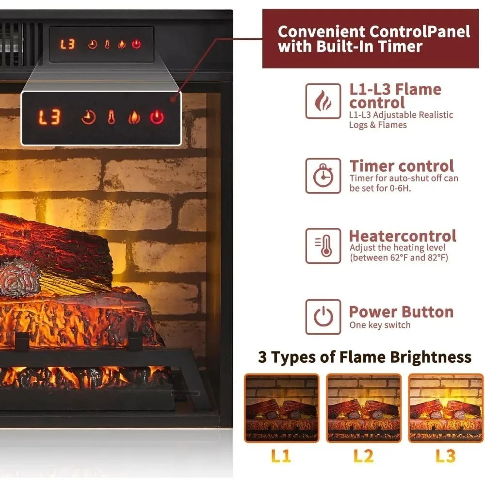 CHENGWEI Farmhouse Electric Fireplace Mantel TV Stand With Remote Heater